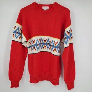NWT Chapel Hill Men's Red Fair Isle Long Sleeved Pullover Crewneck Sweater Large